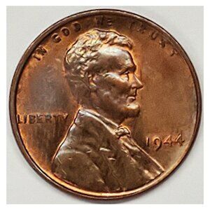 1944 1¢ LINCOLN WHEAT CENT COIN, SHINY, REDDISH-TONE, WWII-ERA PENNY!